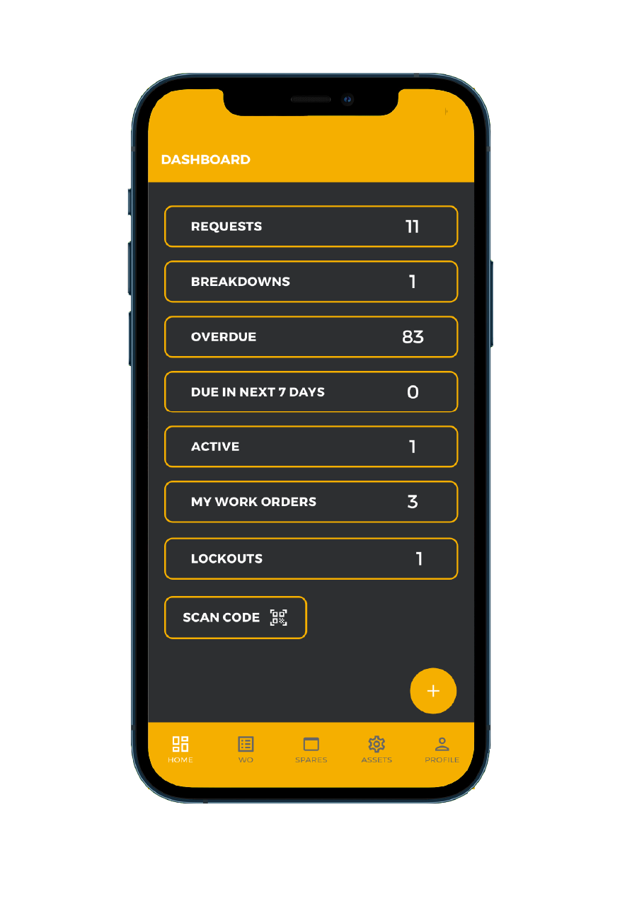 CMMS mobile dashboard